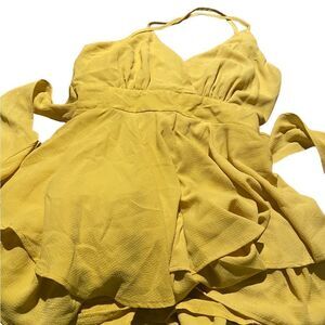 Love Song mustard tank romper size large lined new with tags boutique purchase